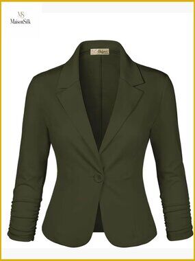 Lightweight Stretch Ponte Blazer Jacket for Work Office Casual